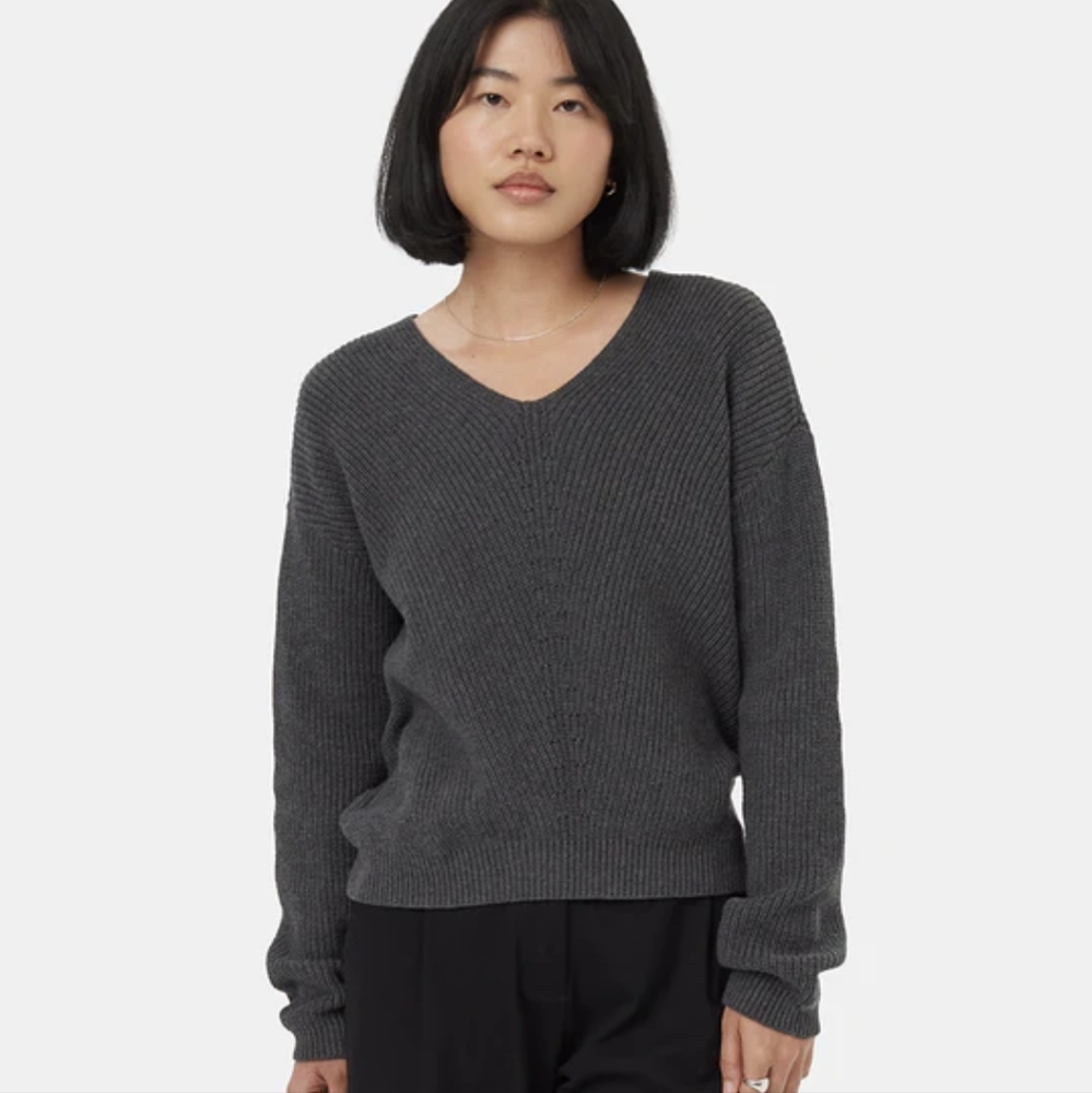 NEW✨tentree organic cotton gray v-neck sweater (Size S)